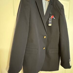 Izod Navy Blazer with Classic Notched Lapel and Modern Fit